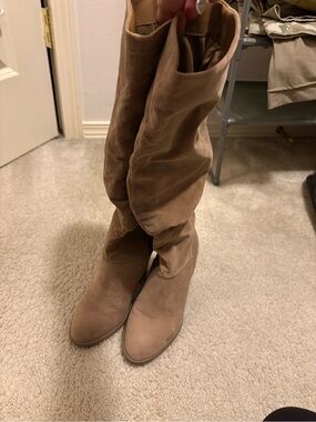 Target Tan Over-the-Knee Slouch Suede Boots